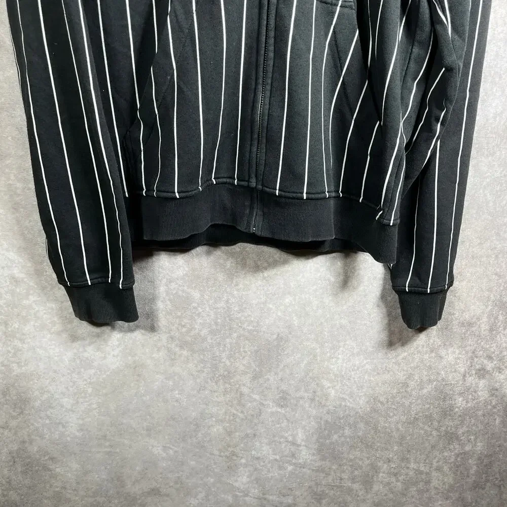 Vortex Hoodie Sweatshirt Mens Large Black White Striped Full Zip Pockets Outdoor